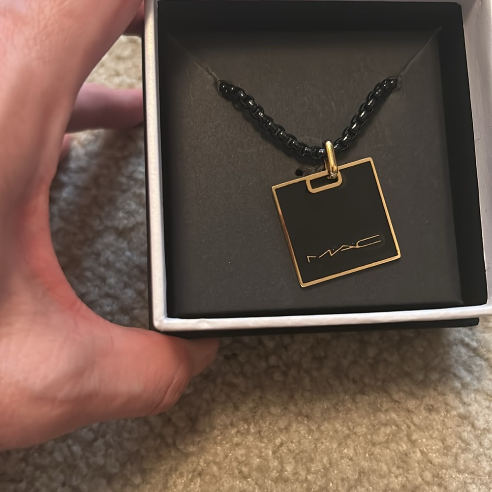 MAC Sleek Black Necklace enamel badge
